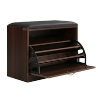 Thumbnail for Artiss Shoe Bench Shoe Cabinet 15 Pairs Walnut Kyla