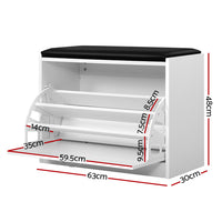 Thumbnail for Artiss Shoe Cabinet Bench Shoes Storage Rack Organiser Drawer White 15 Pairs