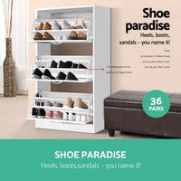 Thumbnail for Artiss 3 Tier Shoe Cabinet - White