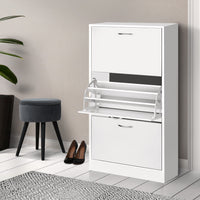 Thumbnail for Artiss 3 Tier Shoe Cabinet - White