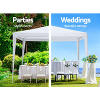 Thumbnail for Instahut Gazebo 3x3m Wedding Party Marquee Tent Outdoor Event Camping Canopy Shade White