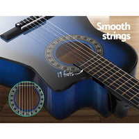 Thumbnail for Alpha 34 Inch Classical Guitar Wooden Body Nylon String Beginner Kids Gift Blue