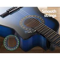 Thumbnail for Alpha 34 Inch Classical Guitar Wooden Body Nylon String w/ Stand Beignner Blue