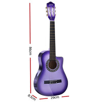 Thumbnail for Alpha 34 Inch Classical Guitar Wooden Body Nylon String Beginner Kids Gift Purple