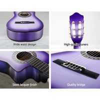 Thumbnail for Alpha 34 Inch Classical Guitar Wooden Body Nylon String Beginner Kids Gift Purple