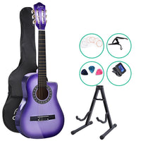 Thumbnail for Alpha 34 Inch Classical Guitar Wooden Body Nylon String w/ Stand Beignner Purple