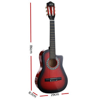 Thumbnail for Alpha 34 Inch Classical Guitar Wooden Body Nylon String Beginner Kids Gift Red