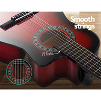 Thumbnail for Alpha 34 Inch Classical Guitar Wooden Body Nylon String Beginner Kids Gift Red