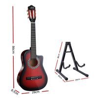 Thumbnail for Alpha 34 Inch Classical Guitar Wooden Body Nylon String w/ Stand Beignner Red