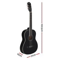 Thumbnail for Alpha 39 Inch Classical Guitar Wooden Body Nylon String Beginner Gift Black