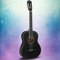 Thumbnail for Alpha 39 Inch Classical Guitar Wooden Body Nylon String Beginner Gift Black