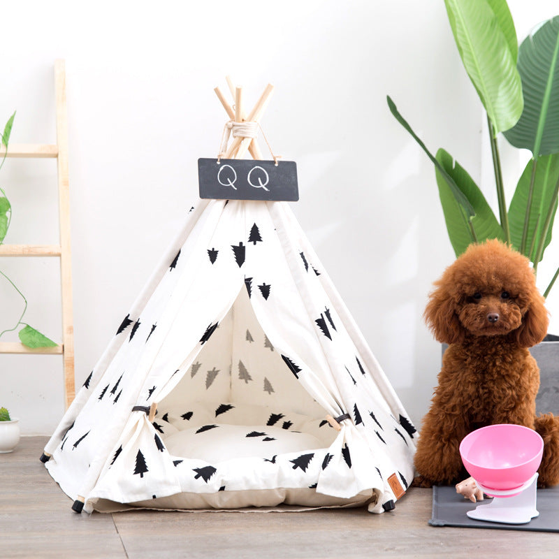 Forest Pet Teepee with Plush Cushion-2