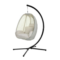 Thumbnail for Gardeon Outdoor Egg Swing Chair Patio Furniture Pod Stand Canopy Foldable Cream