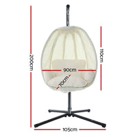 Thumbnail for Gardeon Outdoor Egg Swing Chair Patio Furniture Pod Stand Canopy Foldable Cream