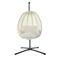 Thumbnail for Gardeon Outdoor Egg Swing Chair Patio Furniture Pod Stand Canopy Foldable Cream