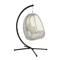 Thumbnail for Gardeon Outdoor Egg Swing Chair Patio Furniture Pod Stand Canopy Foldable Cream