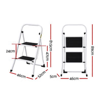 Thumbnail for Giantz 2 Step Ladder Multi-Purpose Folding Steel Light Weight Platform