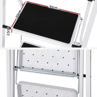 Thumbnail for Giantz 2 Step Ladder Multi-Purpose Folding Steel Light Weight Platform