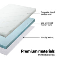 Thumbnail for Giselle Bedding Memory Foam Mattress Topper Cool Gel Bed Mat Bamboo 10cm Double