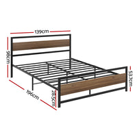 Thumbnail for Artiss Bed Frame Double Size Metal Base Mattress Platform Foundation Black DREW