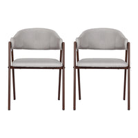 Thumbnail for Artiss Dining Chairs Set of 2 Linen Hollow Armchair Grey