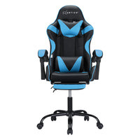 Thumbnail for Artiss 2 Point Massage Gaming Office Chair Footrest Cyan Blue