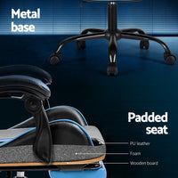 Thumbnail for Artiss 2 Point Massage Gaming Office Chair Footrest Cyan Blue