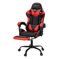 Thumbnail for Artiss 2 Point Massage Gaming Office Chair Footrest Red