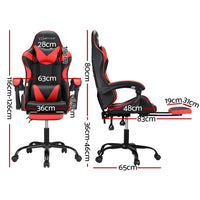 Thumbnail for Artiss 2 Point Massage Gaming Office Chair Footrest Red