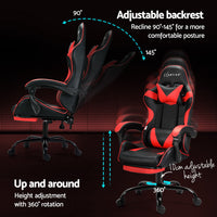 Thumbnail for Artiss 2 Point Massage Gaming Office Chair Footrest Red