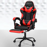 Thumbnail for Artiss 2 Point Massage Gaming Office Chair Footrest Red