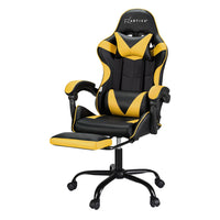 Thumbnail for Artiss 2 Point Massage Gaming Office Chair Footrest Yellow