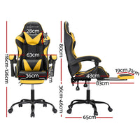 Thumbnail for Artiss 2 Point Massage Gaming Office Chair Footrest Yellow