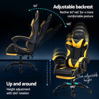 Thumbnail for Artiss 2 Point Massage Gaming Office Chair Footrest Yellow