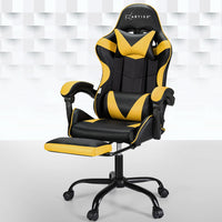 Thumbnail for Artiss 2 Point Massage Gaming Office Chair Footrest Yellow