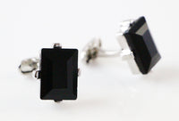 Thumbnail for Mens Black Rectangular Diamond Cufflinks-0