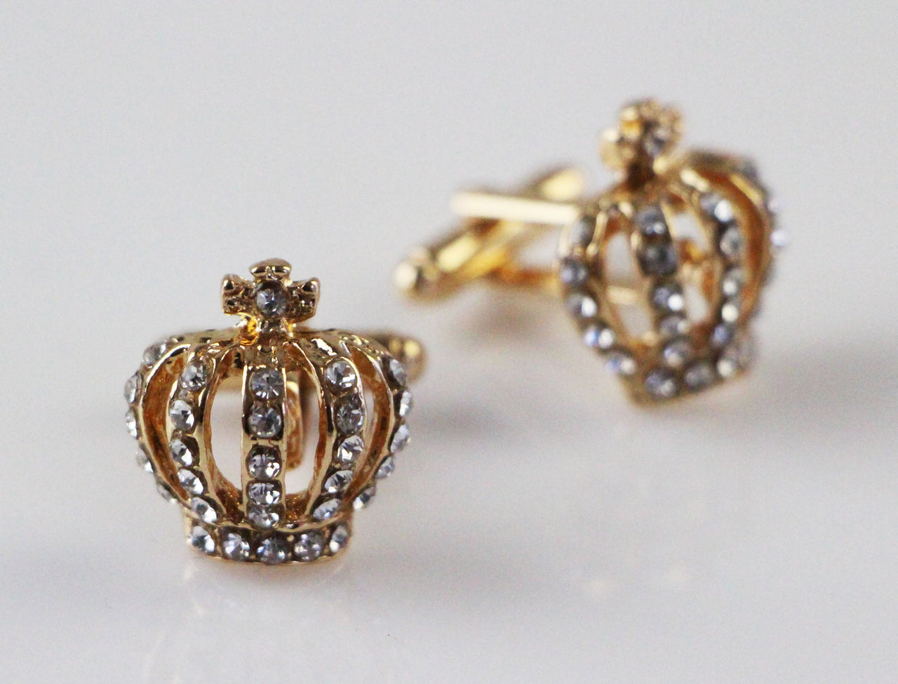 Mens Gold Crown Cufflinks-0