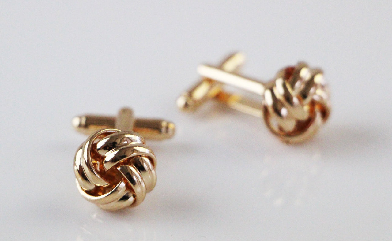 Mens Gold Knotted Cufflinks-0