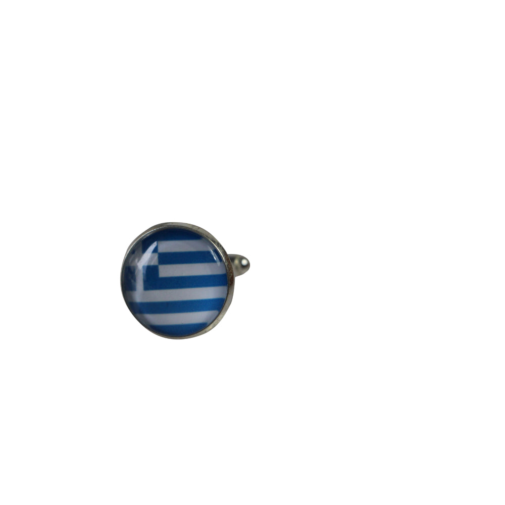 Mens Greece Greek Flag Round Cufflinks-1