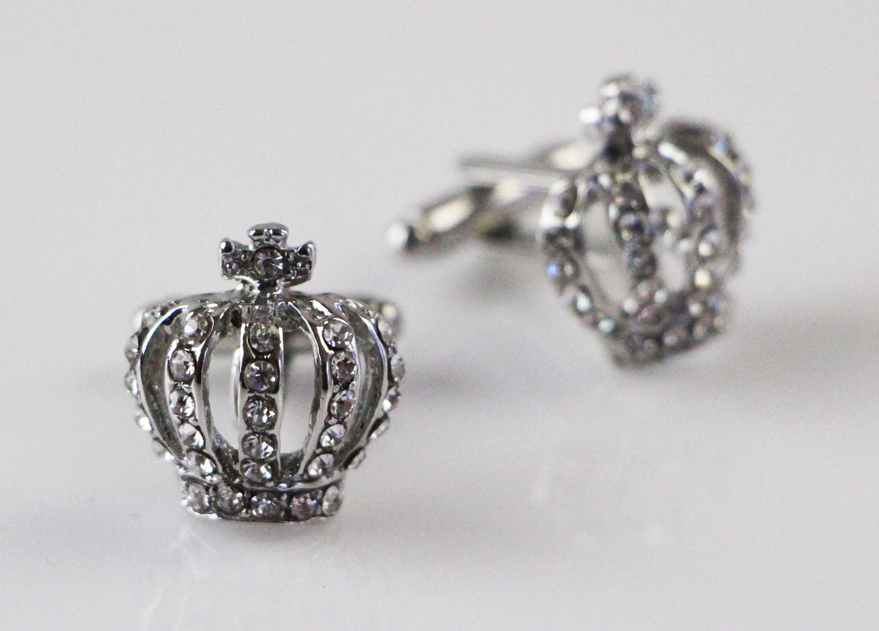 Mens Silver Crown Cufflinks-0