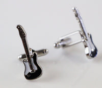 Thumbnail for Mens Silver Electric Guitar Cufflinks-0