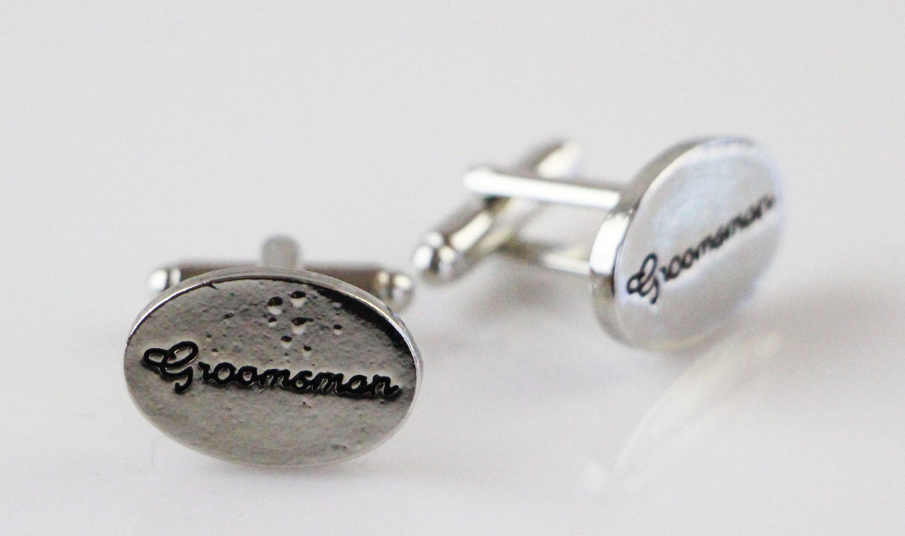 Mens Silver Groomsman Cufflinks-0