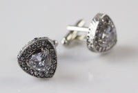 Thumbnail for Mens Silver Reuleaux Triangle Diamante Cufflinks-0