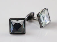 Thumbnail for Mens Silver Square Diamond Cufflinks-1