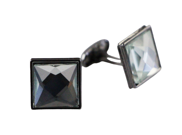 Mens Silver Square Diamond Cufflinks-0