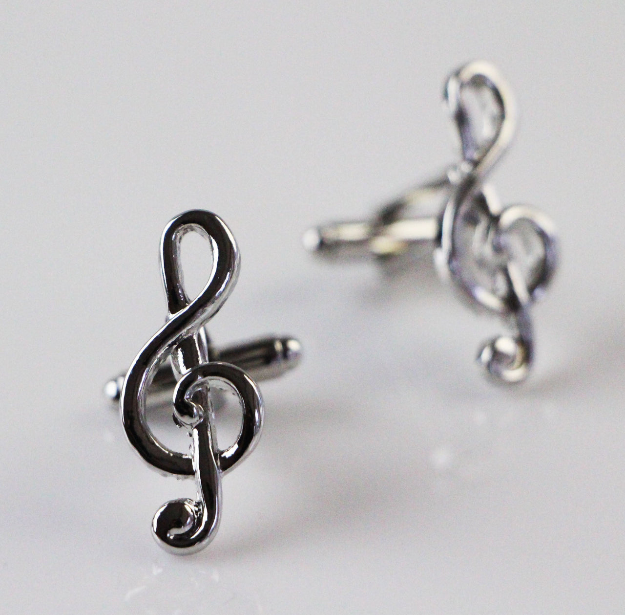 Mens Silver Treble Clef Cufflinks-0