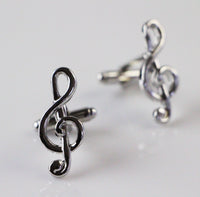 Thumbnail for Mens Silver Treble Clef Cufflinks-0