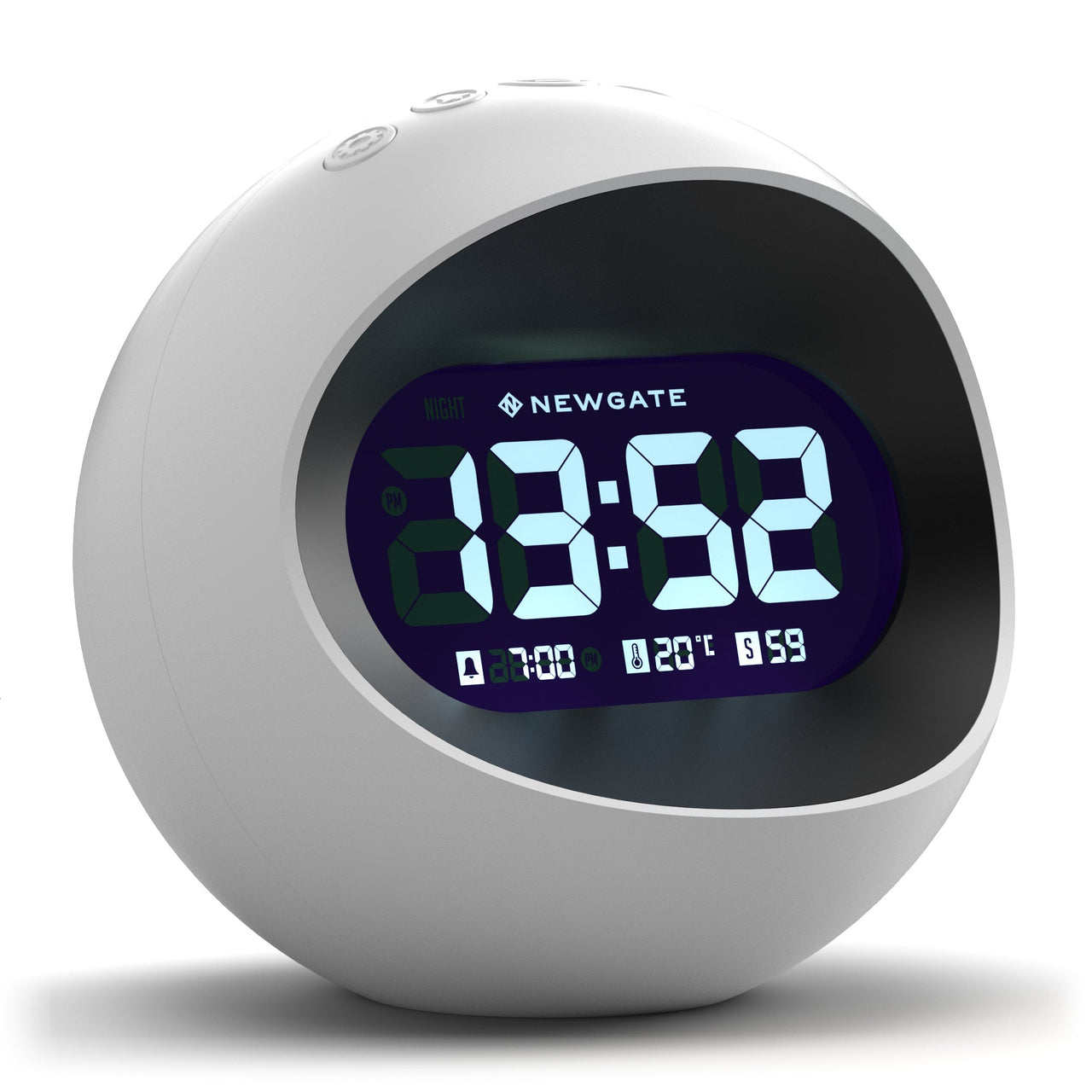 Newgate Centre Of The Earth Lcd Alarm Clock White-1