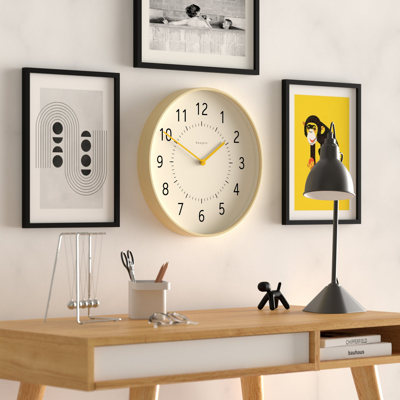 Newgate Monopoly Plywood Wall Clock With Yellow Hands-3