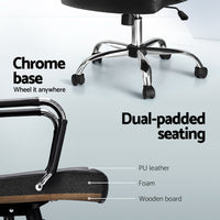 Thumbnail for Artiss Office Chair PU Leather Mid Back Black